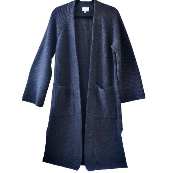 Aritzia Wilfred Gray Wool Knit Cardigan Sweater Side Vents Designer Coat - Picture 6 of 13